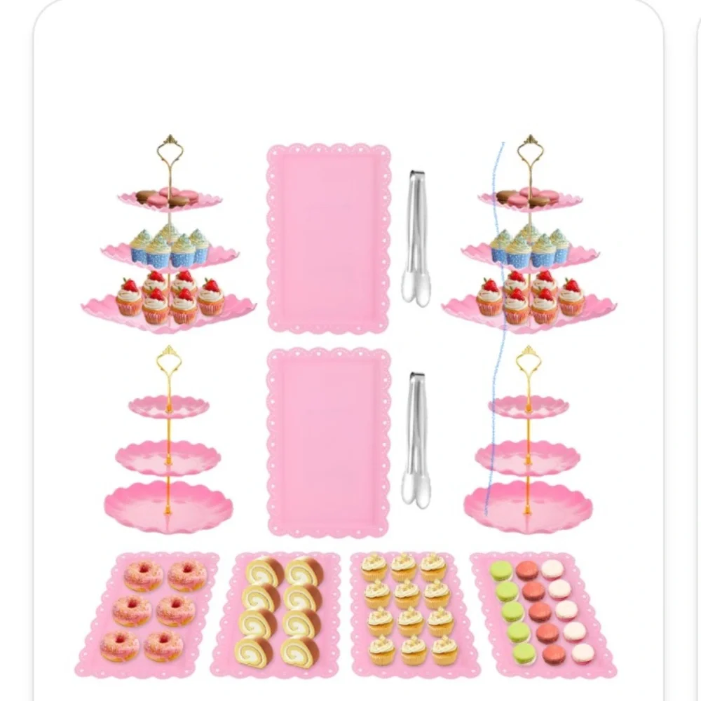 Pink 3-Tier Cupcake Stand Set